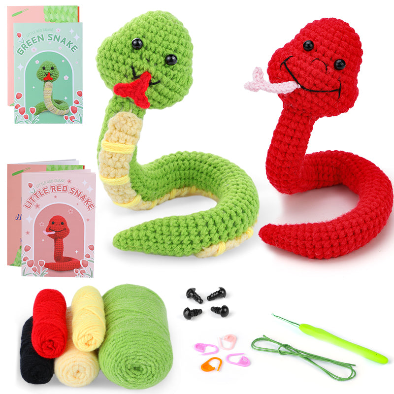 Red snake hand-crocheted material package