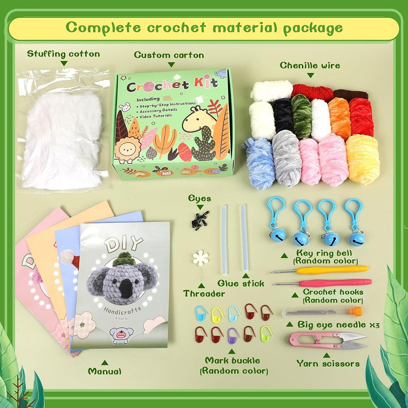 Chenille doll four-pack hand-crocheted material package