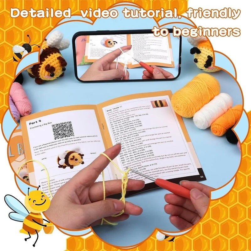 Big Bee + Little Bee Combination Hand-Crochet Material Pack