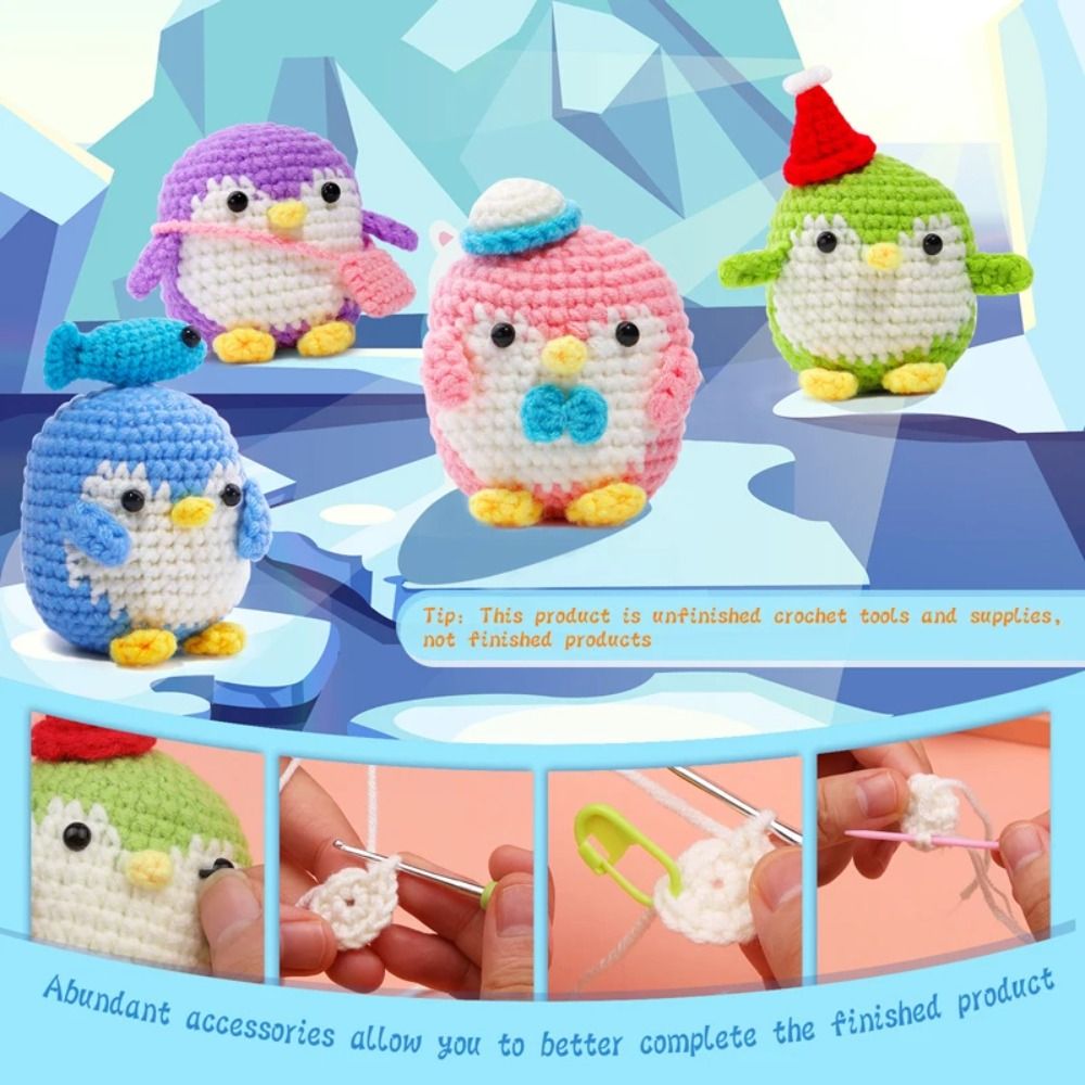 Penguin Family Hand-Crochet Material Kit