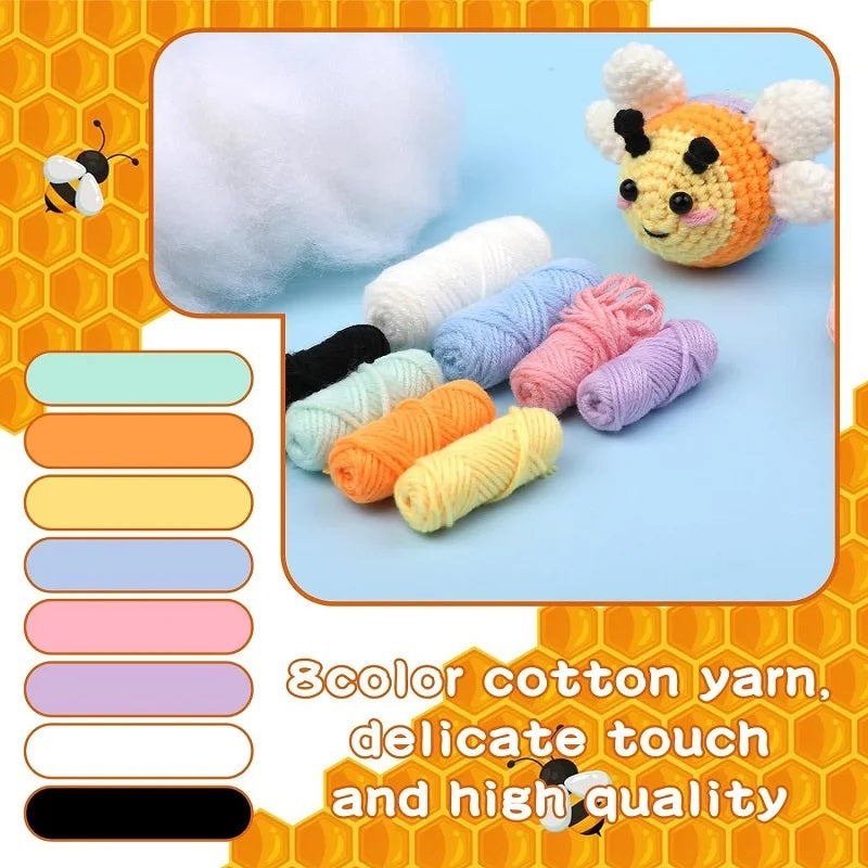 Big Bee + Colorful Bee Combination Hand-Crochet Material Pack