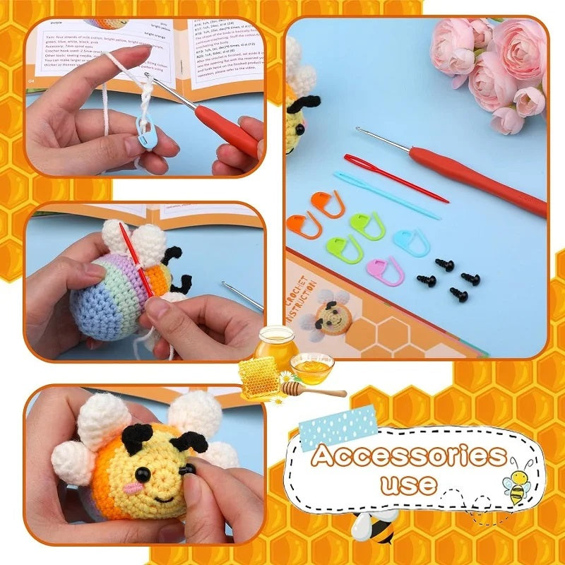 Big Bee + Colorful Bee Combination Hand-Crochet Material Pack