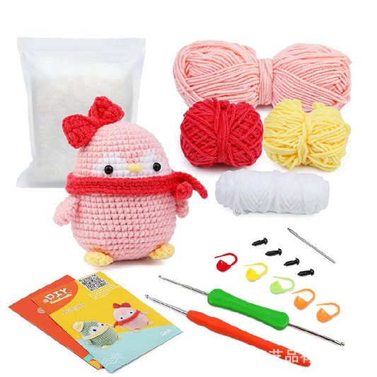 Pink Penguin Hand Crochet Material Kit