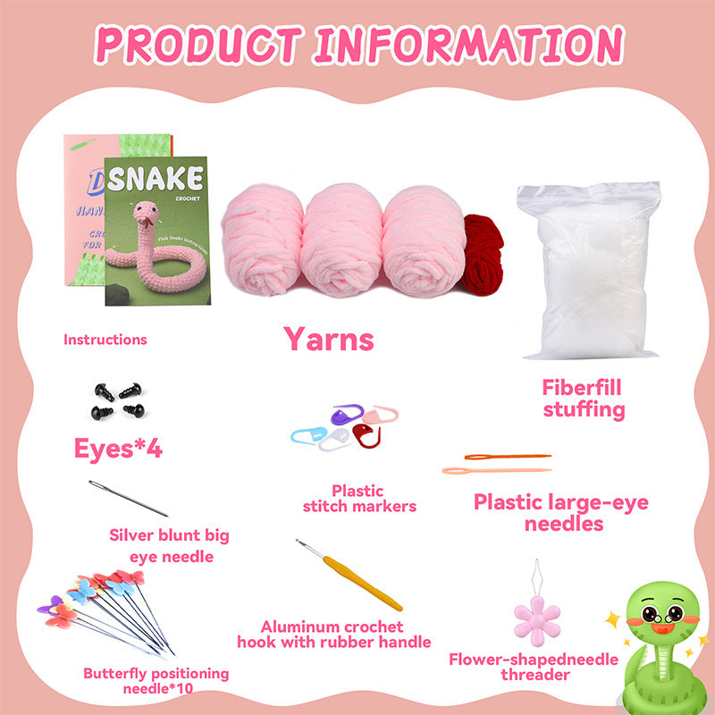 Pink ice line snake hand-crocheted material package