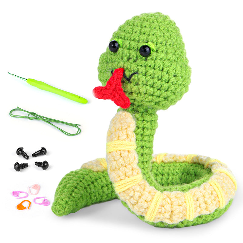 Green snake hand-crocheted material package