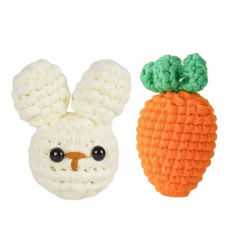 DIY Crochet Bunny & Carrot Kit for Beginners – Complete Amigurumi Crochet Set with Yarn, Hooks & English Instructions | Cute Handmade Animal Plush Craft Kit