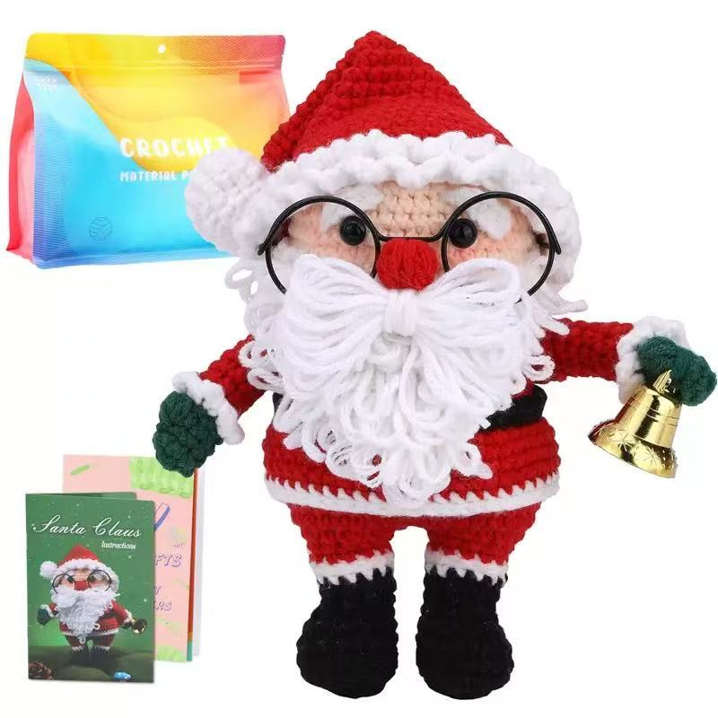 DIY Crochet Santa Claus Kit for Beginners – Christmas Crochet Craft Set with Yarn, Hooks & Instructions | Handmade Amigurumi Holiday Gift Idea
