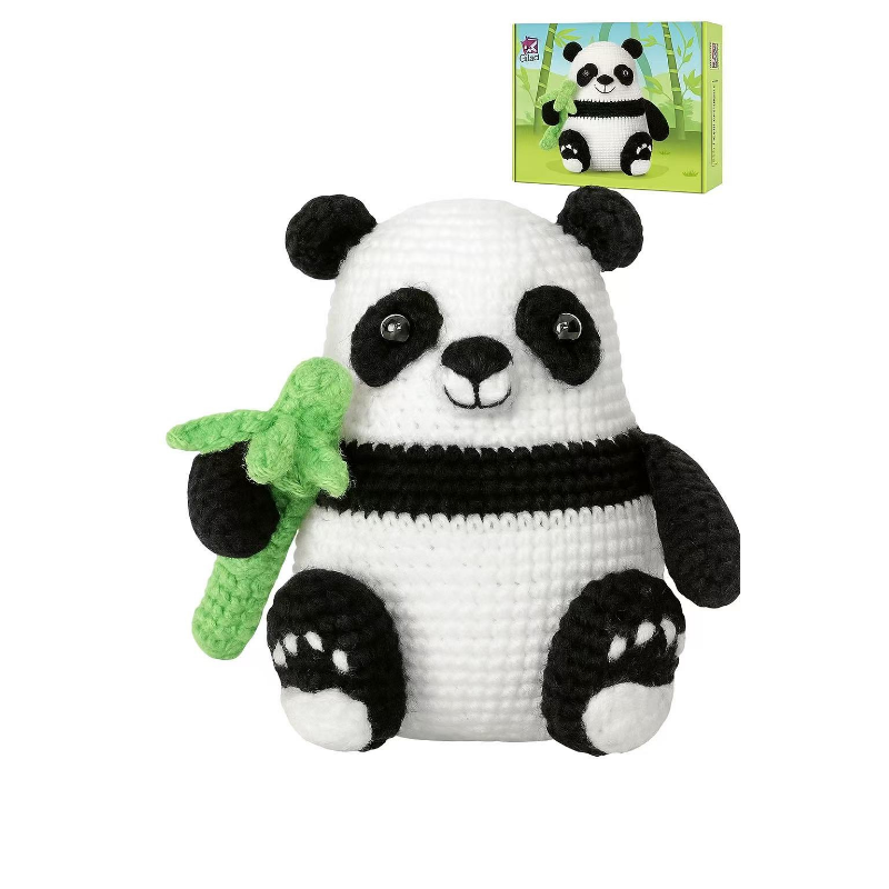 DIY Crochet Panda Kit for Beginners – Complete Crochet Starter Set with Yarn, Hooks & Video Tutorial, Cute Amigurumi Animal Craft Kit