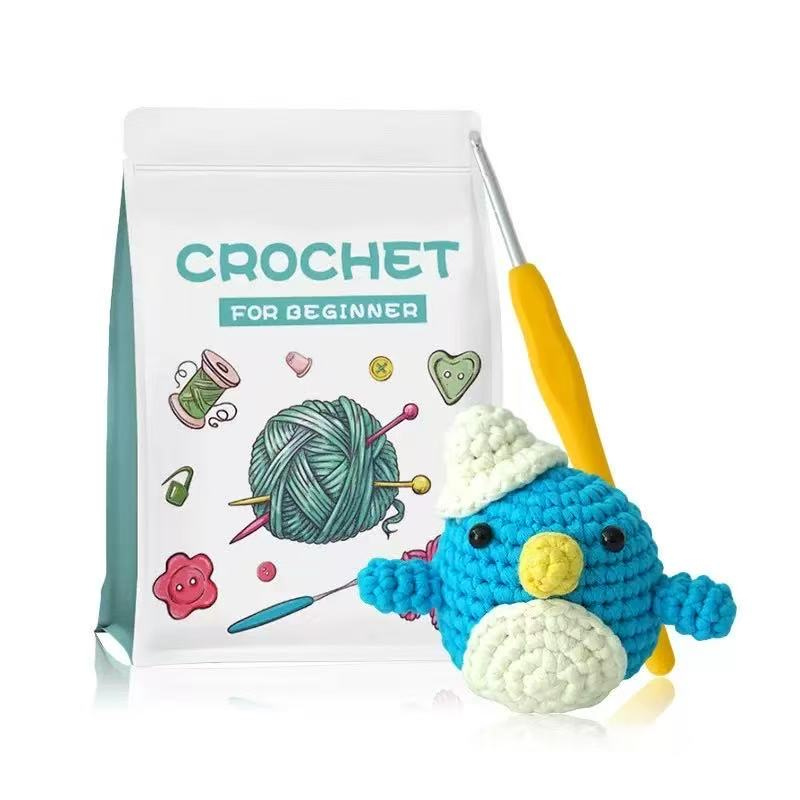 DIY Crochet Penguin Kit for Beginners – Complete Amigurumi Crochet Set with Thick Yarn, Hooks & English Instructions | Cute Handmade Plush Animal Craft Kit