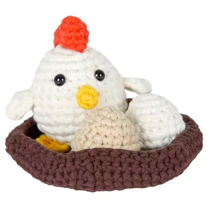 DIY Crochet Chicken Kit for Beginners – Cute Handmade Amigurumi Plush Toy with Yarn & Tools, Relaxing Craft Set Gift Idea
