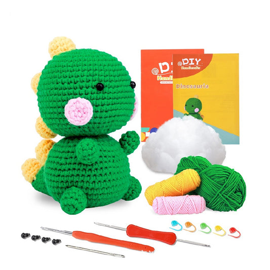 Green Dinosaur Hand Crochet Material Kit