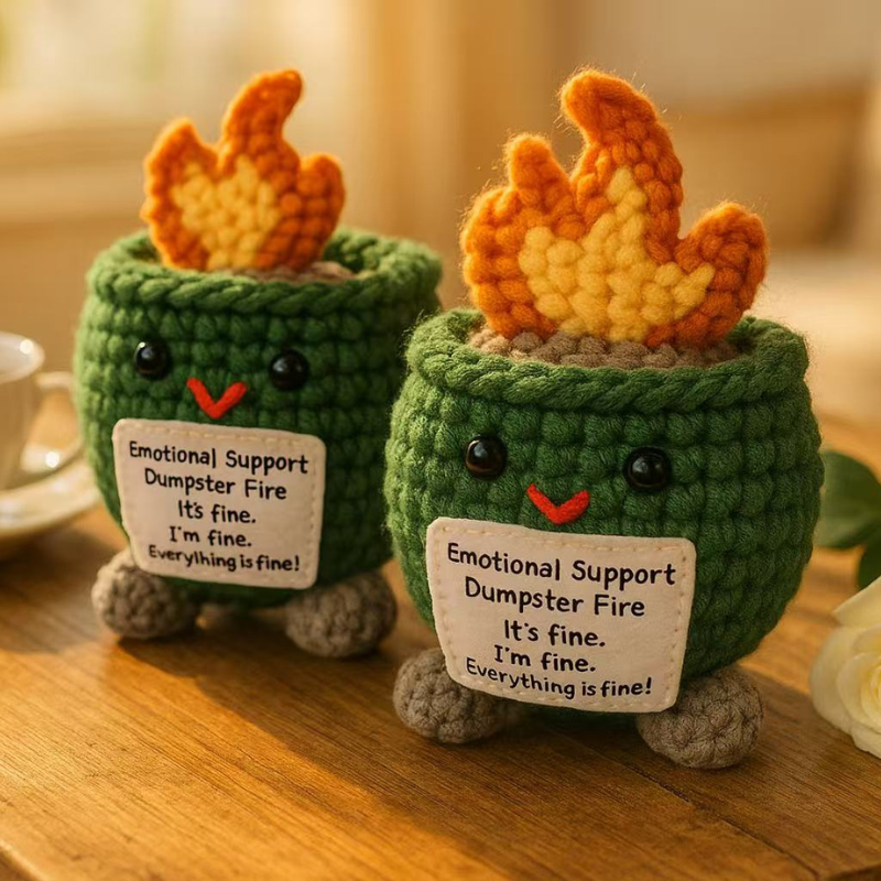 DIY Crochet Fire Extinguisher Kit with Emotion Card – Complete Amigurumi Crochet Set for Beginners with Yarn, Hooks & English Instructions | Unique Handmade Plush Craft Gift