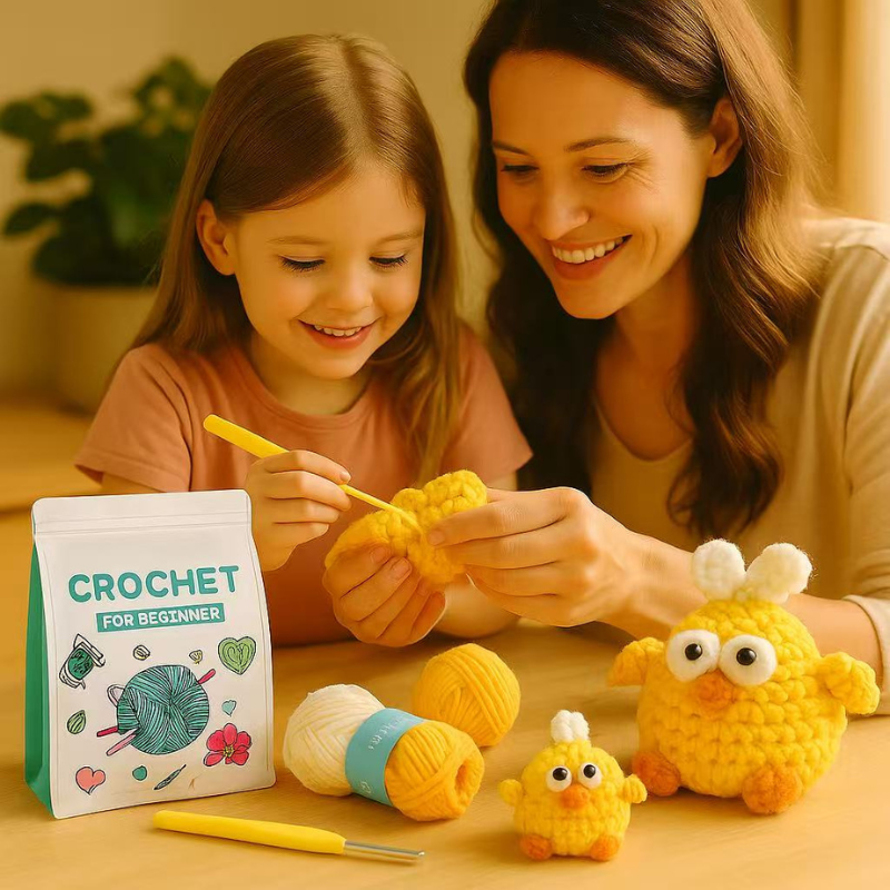 DIY Crochet Chick Keychain Kit for Beginners – Complete Amigurumi Crochet Set with Yarn, Hooks & English Instructions | Cute Handmade Plush Craft Kit