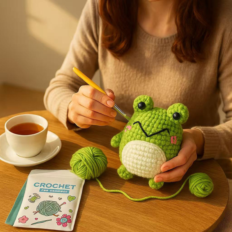 DIY Crochet Animal Keychain Kit for Beginners – Complete Amigurumi Crochet Set with Yarn, Hooks & English Tutorial | Cute Handmade Plush Craft Kit