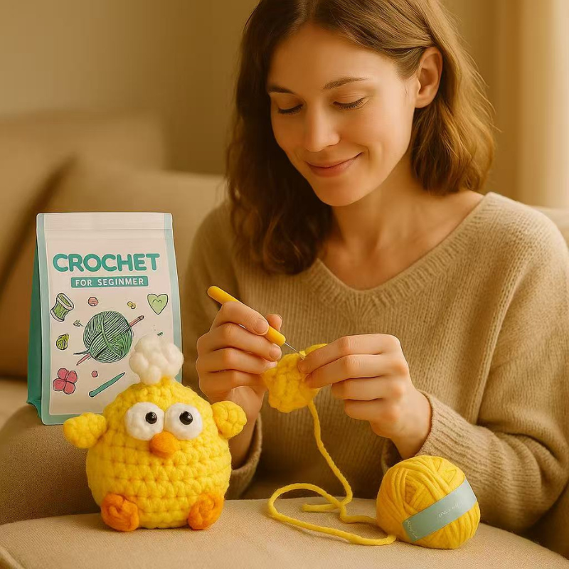 DIY Crochet Chick Keychain Kit for Beginners – Complete Amigurumi Crochet Set with Yarn, Hooks & English Instructions | Cute Handmade Plush Craft Kit