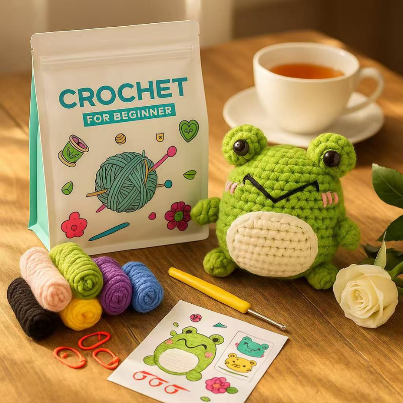DIY Crochet Animal Keychain Kit for Beginners – Complete Amigurumi Crochet Set with Yarn, Hooks & English Tutorial | Cute Handmade Plush Craft Kit