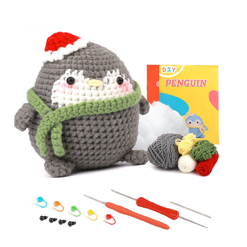 Gray Penguin Hand Crochet Material Kit