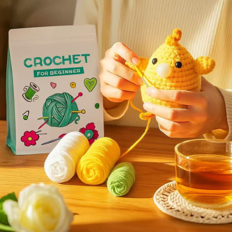 DIY Crochet Chicken Kit for Beginners – Complete Amigurumi Crochet Set with Yarn, Hooks & English Instructions | Cute Handmade Plush Toy Craft Kit