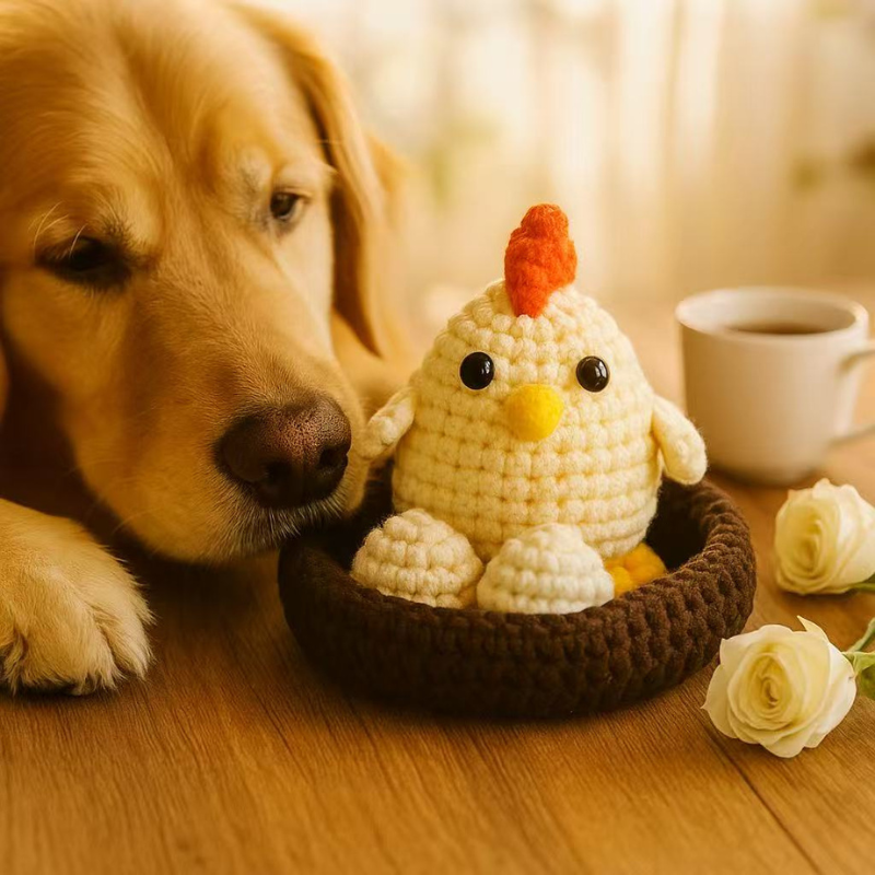 DIY Crochet Chicken Kit for Beginners – Cute Handmade Amigurumi Plush Toy with Yarn & Tools, Relaxing Craft Set Gift Idea