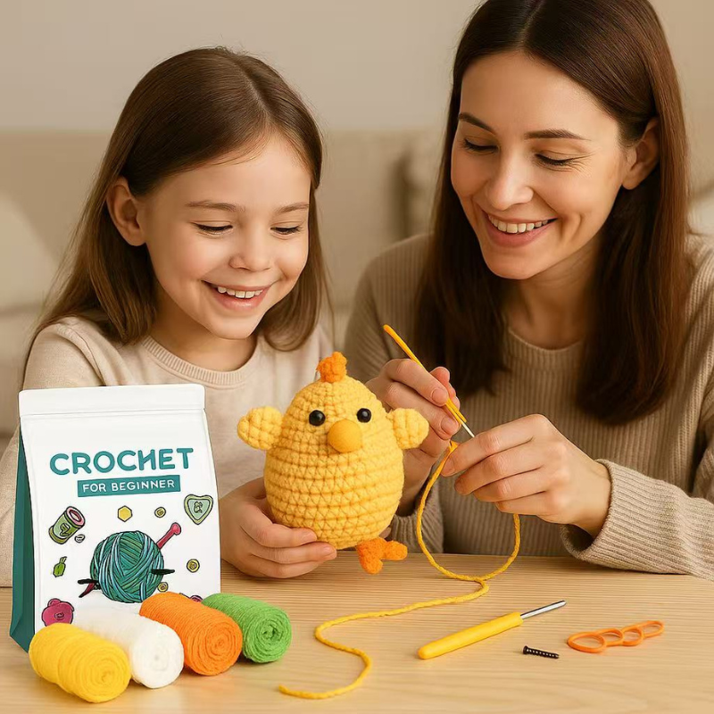 DIY Crochet Chicken Kit for Beginners – Complete Amigurumi Crochet Set with Yarn, Hooks & English Instructions | Cute Handmade Plush Toy Craft Kit