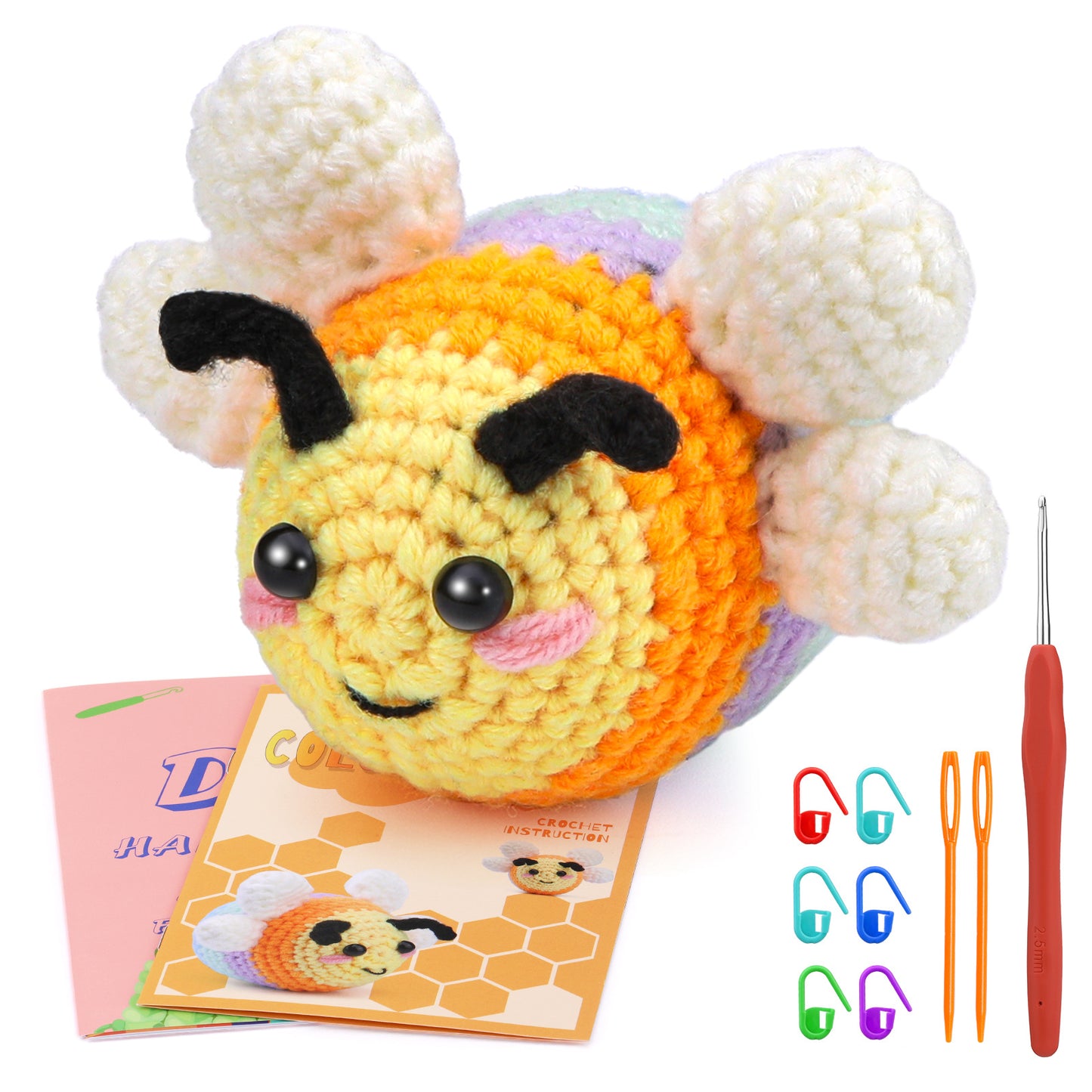 Colorful bee hand-crocheted material kit