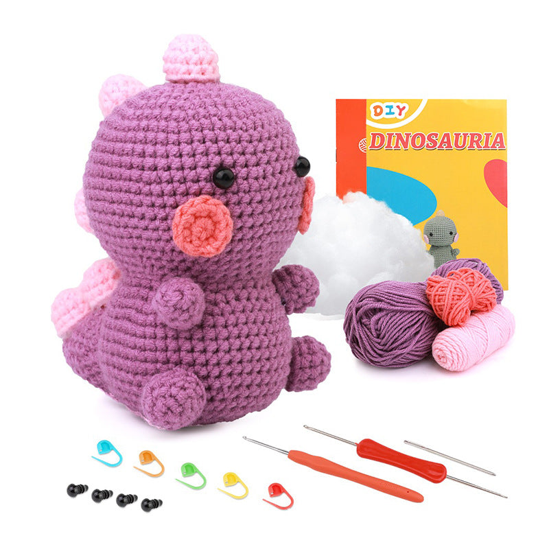 Purple dinosaur pattern one hand-crocheted material package