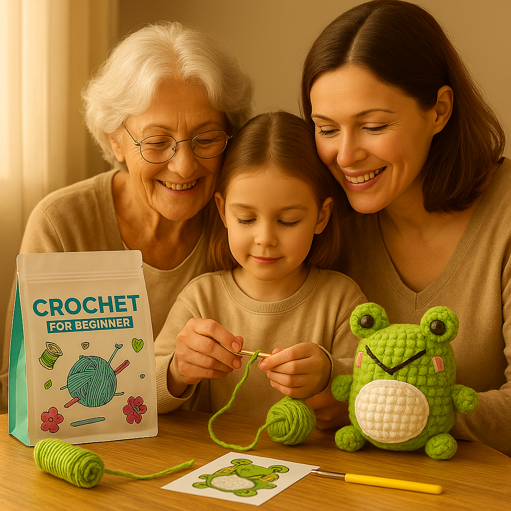 DIY Crochet Animal Keychain Kit for Beginners – Complete Amigurumi Crochet Set with Yarn, Hooks & English Tutorial | Cute Handmade Plush Craft Kit