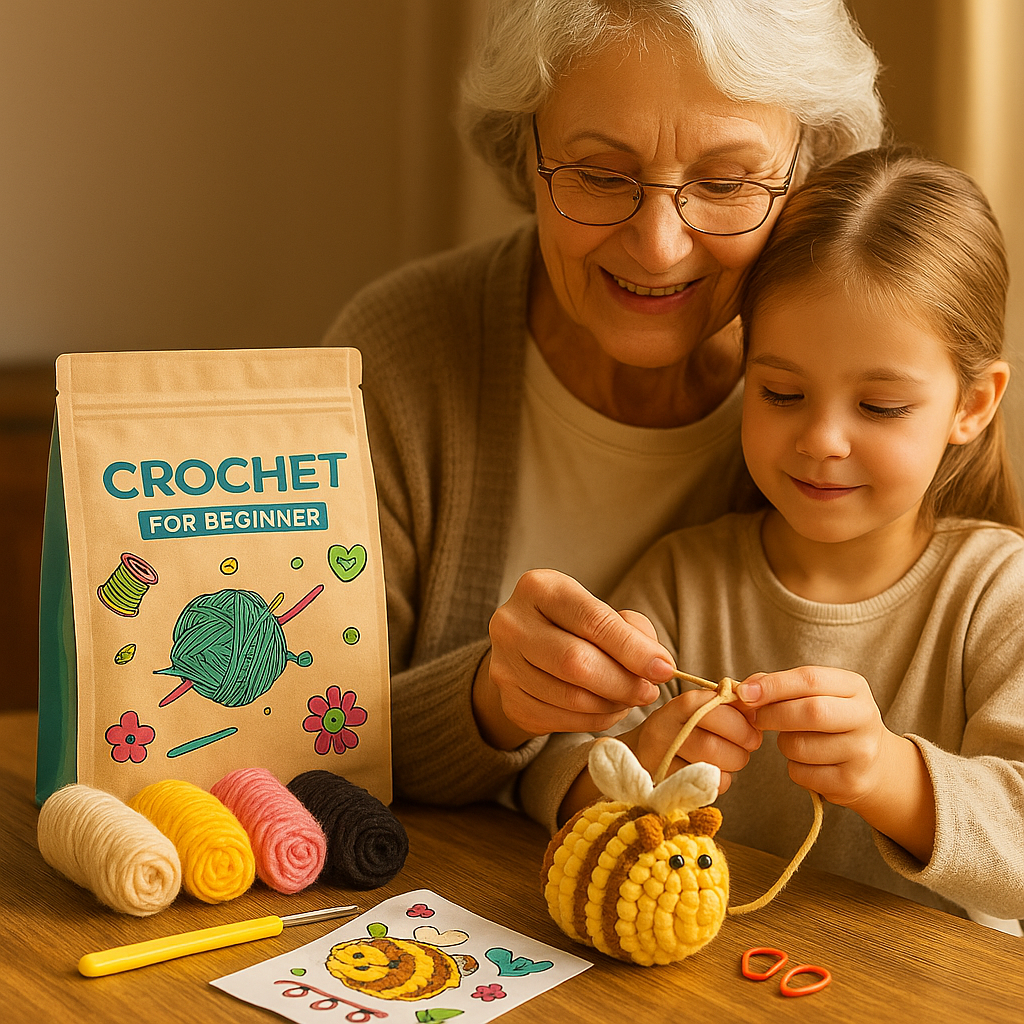 DIY Crochet Animal Keychain Kit for Beginners – Complete Amigurumi Crochet Set with Yarn, Hooks & English Tutorial | Cute Handmade Plush Craft Kit