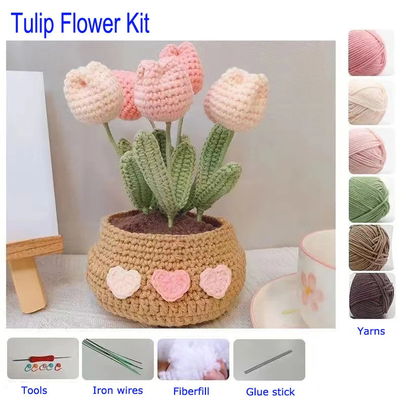 Tulip, Sunflower, Daisy & Lily DIY Yarn Set