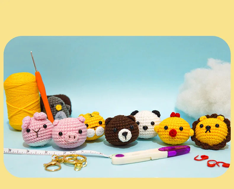 8-Piece Animal Crochet Kit for Beginners