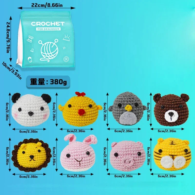 8-Piece Animal Crochet Kit for Beginners