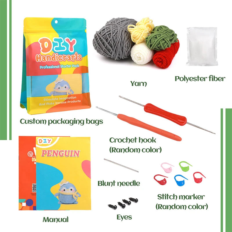 Penguin Crochet Kit – Beginner DIY Knitting Set