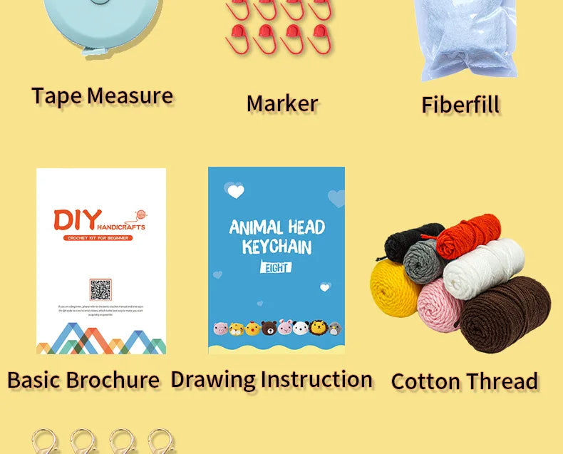 8-Piece Animal Crochet Kit for Beginners