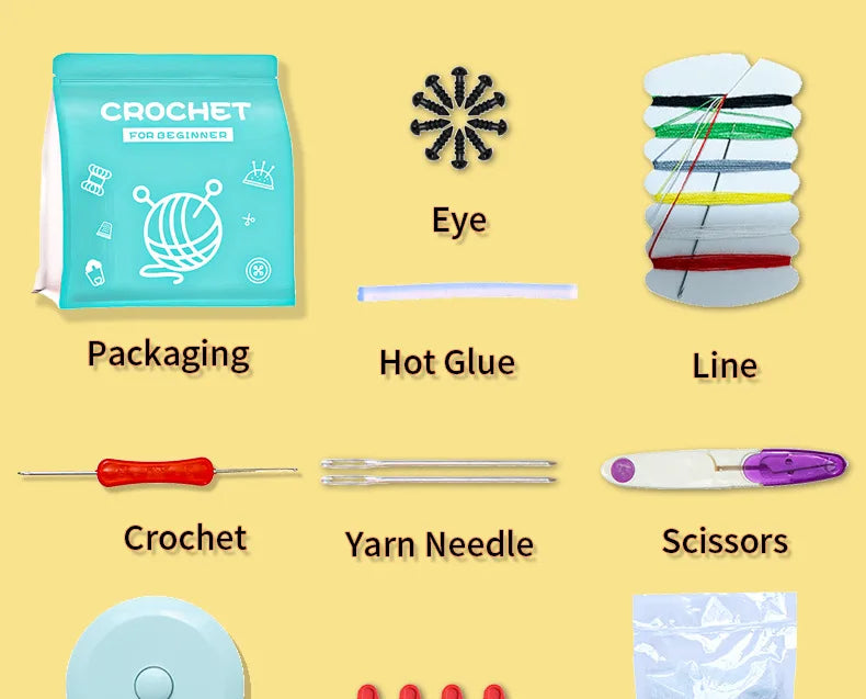 8-Piece Animal Crochet Kit for Beginners
