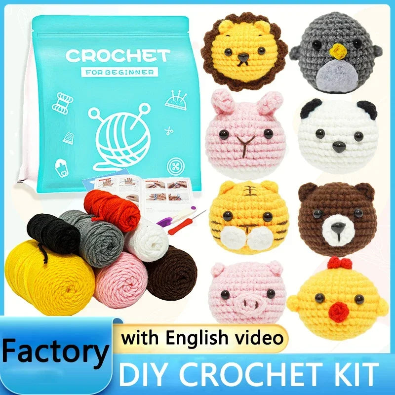 8-Piece Animal Crochet Kit for Beginners