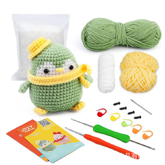 Green Penguin Hand Crochet Material Kit