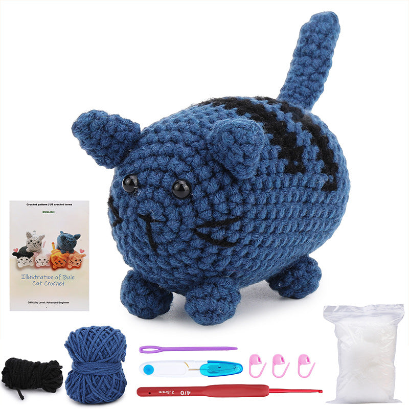 Blue Cat Hand Crochet Material Kit