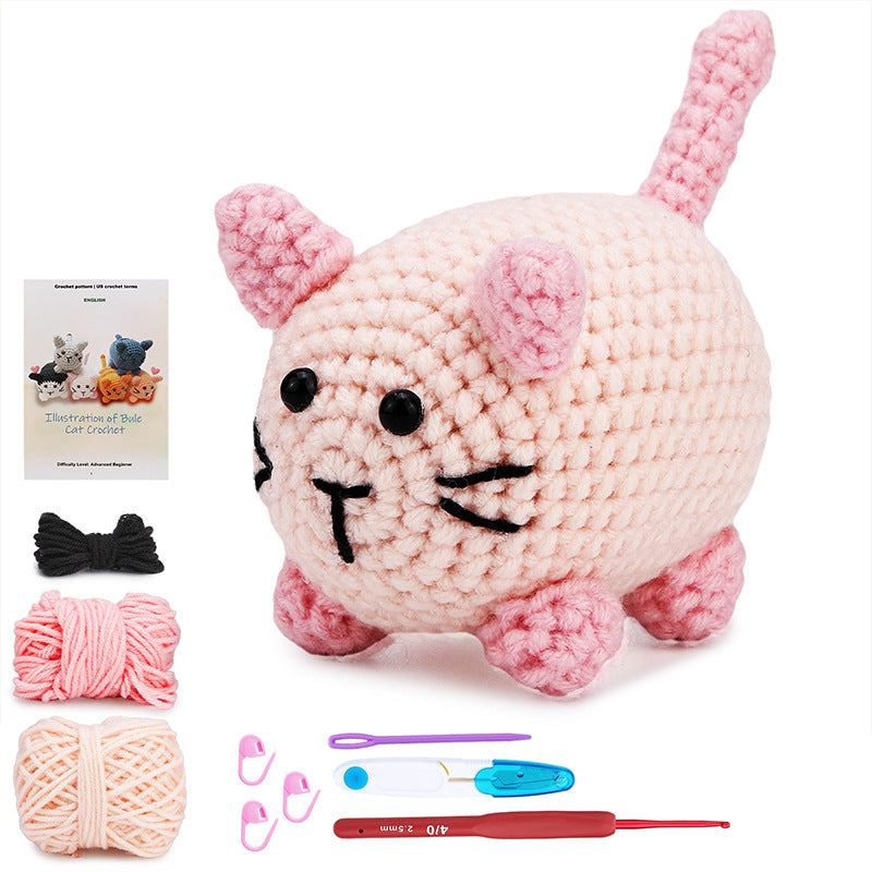 Pink Cat Hand Crochet Material Kit