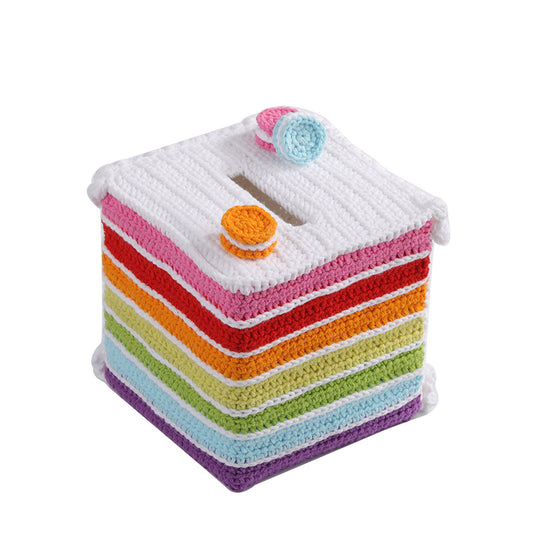 Colorful Cake Tissue Box Hand-Crochet Material Pack