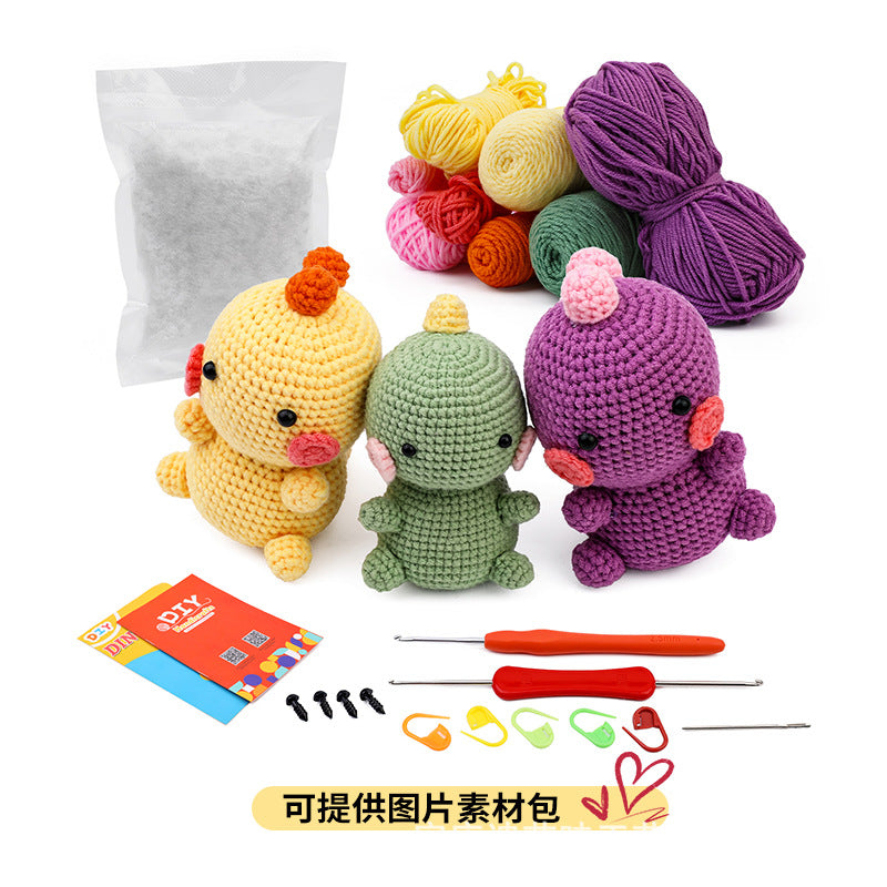 Three-color dinosaur combination hand-crocheted material package