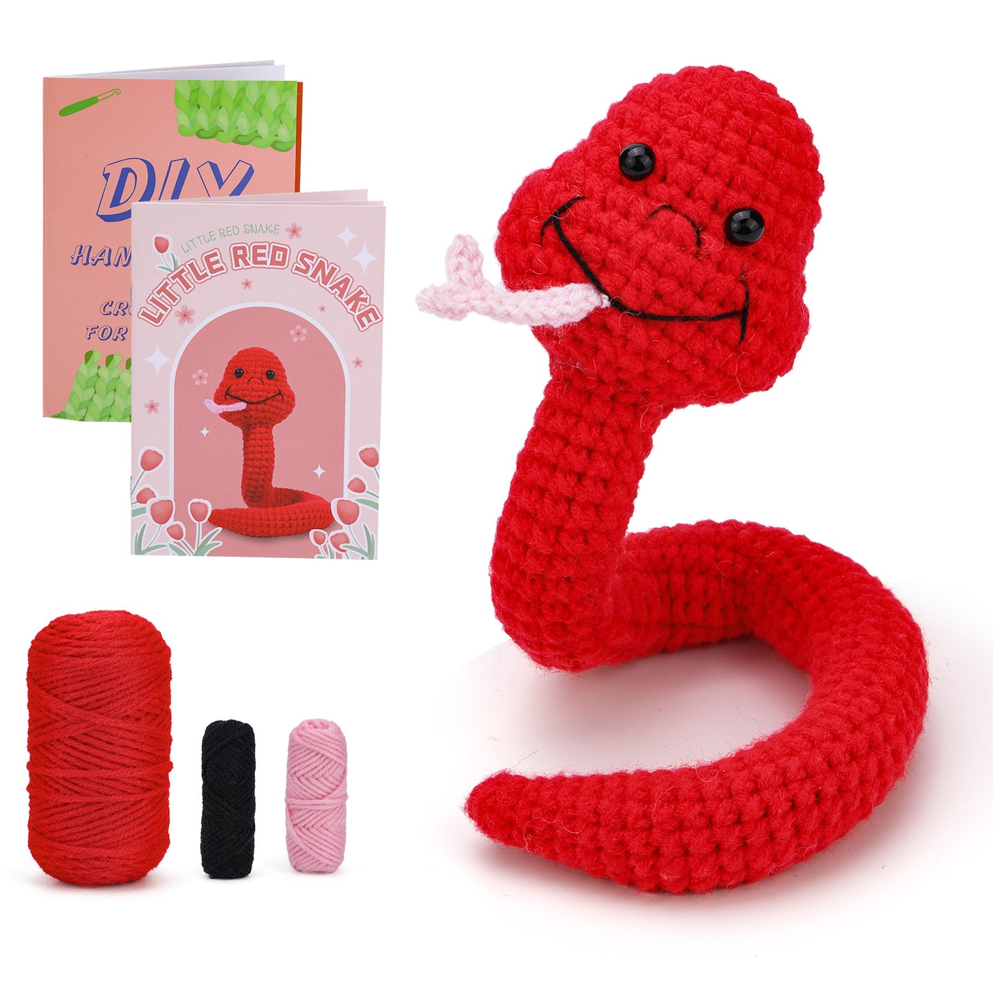 Red snake hand-crocheted material package