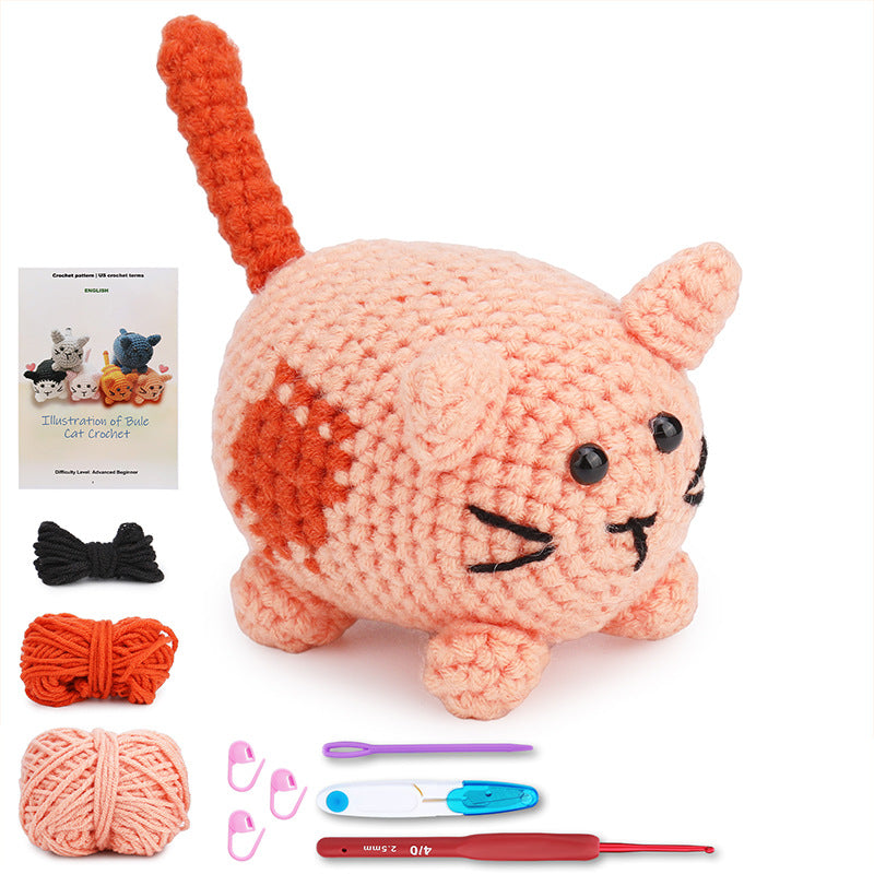 Orange Spotted Cat Hand Crochet Material Kit