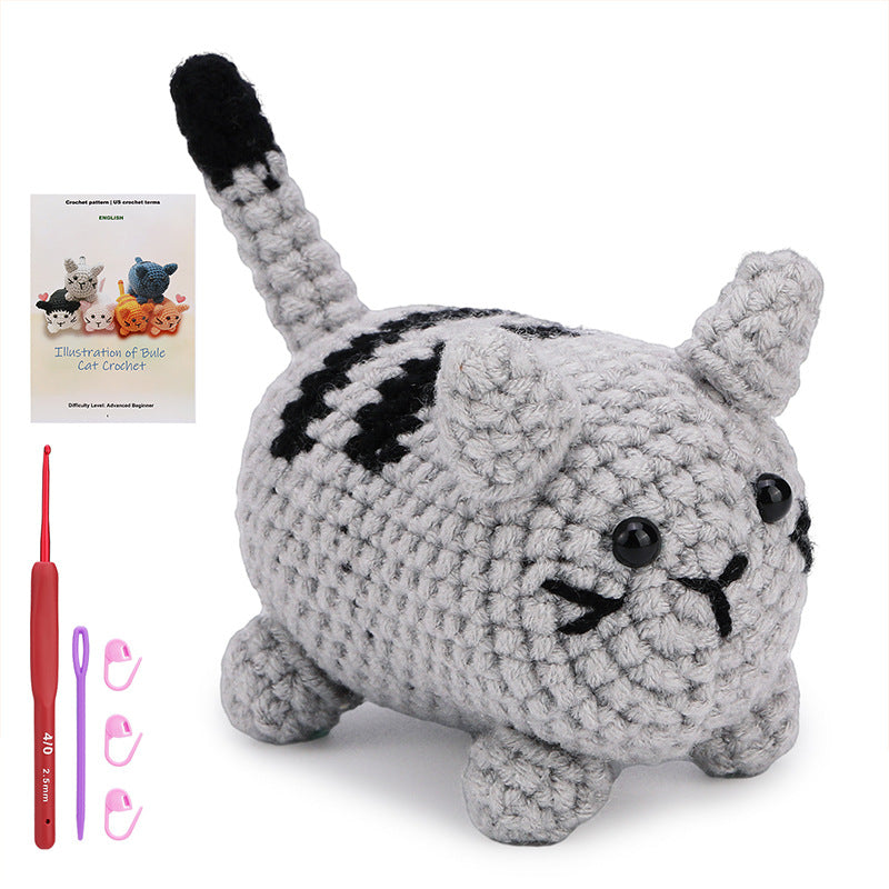 Grey Cat Hand Crochet Material Kit