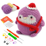 Purple Penguin Hand Crochet Material Kit