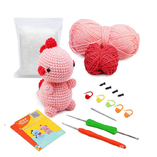 Pink dinosaur hand-crocheted material package