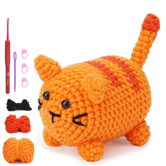 Orange Striped Cat Hand Crochet Material Kit